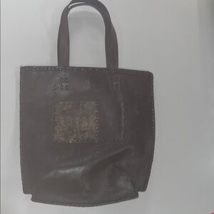 Novica handmade leather Black large Tote Bag like new/ one size